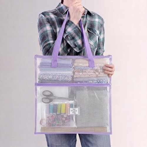 Cosblank 16x16inch Sew Project Bag Jumbo Needlepoint Project Bag, Purple - color: Purple