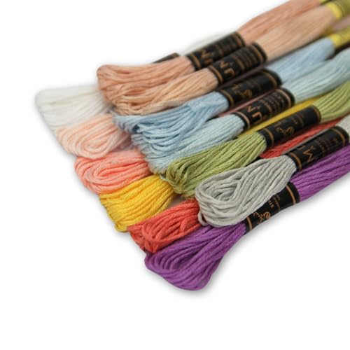 Pack of 12 Popular Colours Premium Embroidery Thread | 100% Egyptian Cotton Premium Skeins | Cross Stitch Embroidery Floss | Oeko TEX Certified| (12, Macaron Dream) - color: Macaron Dream