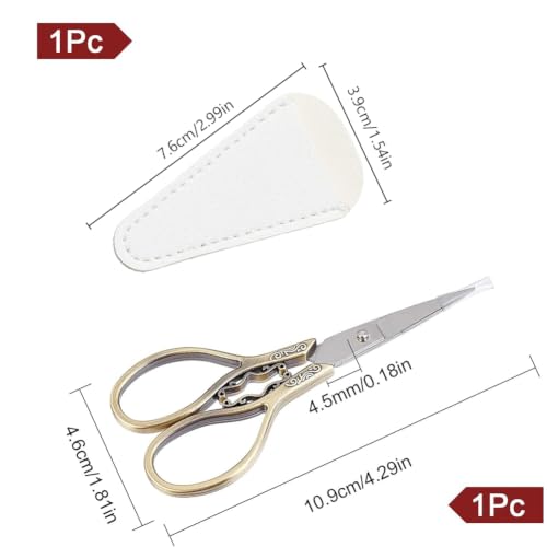 SUNNYCLUE 4.3Inch Embroidery Sewing Scissors Small Precision Detail Alloy Scissors Vintage Shears Sharp Cutter & Leather Scissors Tool Holsters for Fabric Paper Cutting Craft Threading Household - color: Antique Bronze-1pc-sewing Scissors With Cover