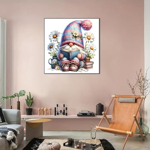 Gnome Cross Stitch Kits for Beginners Adults, Patterns Dimensions Needlepoint Art Crafts,Counted Cross Stitch Kits Embroidery Kits for Beginners Adults for Home Decor 13.8x13.8 inch - color: Cross Stitch-1014-5