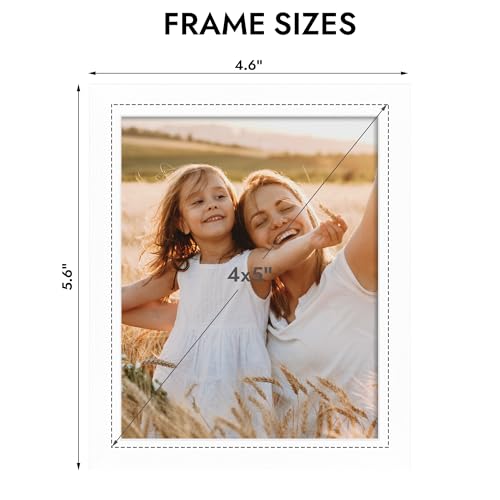 Hongkee 4x5 Picture Frame, 4 x 5 Solid Wood Frame with Real Glass - color: White, size: 4 x 5