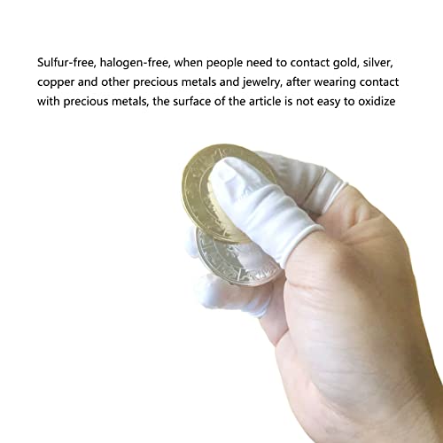 Medium Disposable Nitrile Finger Cots Anti-Static Lens Finger Covers Beauty Protection Sleeves Not Allergic 100pcs (White) - color: White