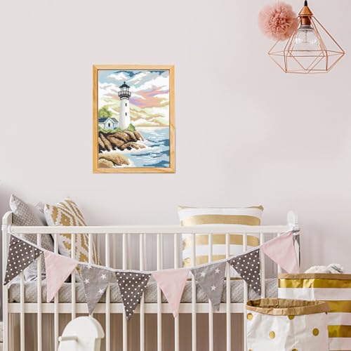 FREEBLOSS 11CT Lighthouse Cross Stitch Wall Hanging Kit 13"*17"