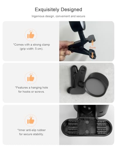 Clip on Light 5000mAh Rechargeable Battery, Clamp Reading Light for Bed - color: Black