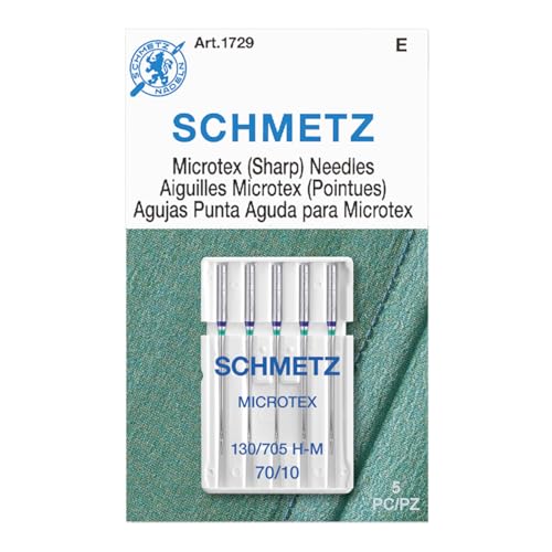 SCHMETZ Microtex Sharp Sewing Machine Needles - Quilting & Topstitching Supplies, Size 70/10, 5-Needle Card, Pack of 1