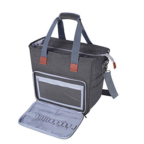 LUXJA Large Knitting Bag with Shoulder Straps, Gray - color: Gray, size: Large