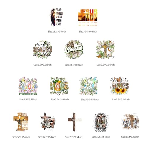 14PCS Christian Iron On Transfers Jesus Praying Cross Bible Verse Designs - style: NS003