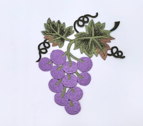 Embroidered Iron on Patches Applique, Grape Embroidered - color: Grape