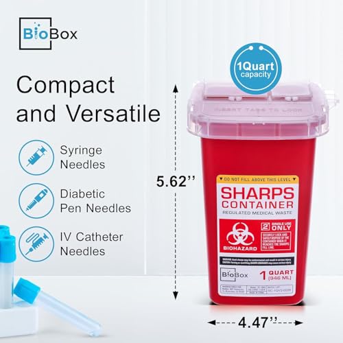 Sharps Container - Small Sharps Containers for Home Use, Travel & Disposal - size: 1 Quart