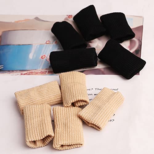 20 Pcs Finger Sleeves Protectors, Elastic Sport Finger Sleeves, Black/Nude - color: Black,Skin Tone