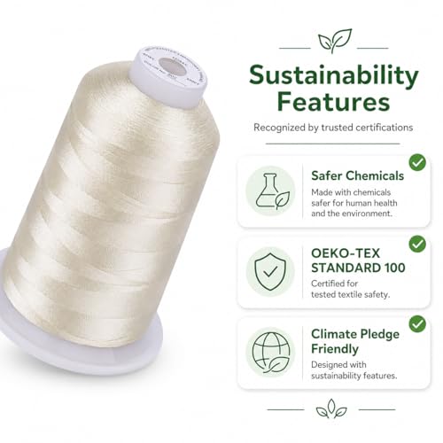 Simthread Embroidery Machine Thread 5000M 40WT Polyester, Ivory 902 - color: Ivory902