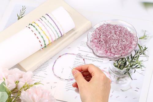 3000PC Pink Glass Bugle Beads 6MM Pink Tube Beads - color: pink