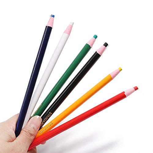 12 Pieces Sewing Mark Pencil Tailor's Marking and Tracing Tools Free Cutting Crayons Sewing Fabric Pencil 6 Colors - color: 6 Colors