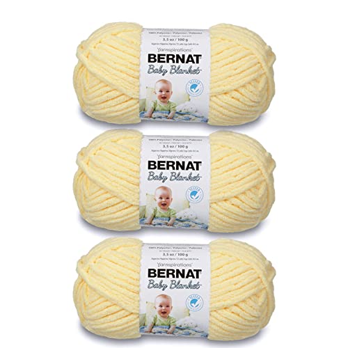 Bernat Baby Blanket Yarn for Crocheting Soft, Baby Yellow, 3-Pack - color: Baby Yellow, size: 3 Pack, style: Baby Blanket