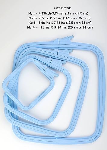 Nurge Square Embroidery Hoop - Plastic Cross Stitch Frame for Needlepoint & Embroidery - Adjustable Craft Hoop - Blue - No:4 (Large) - color: Blue, size: No:4 (Large)