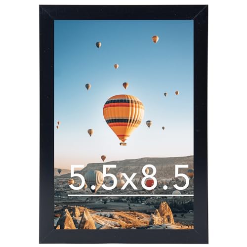 JCJMY 5.5x8.5 Picture Frame Black for Wall Hanging or Tabletop, Wall Mounting Horizontally or Vertically, 5.5 x 8.5 Wall Gallery Poster Photo Frame with Shatter Resistant Plexiglass, Black - color: Black, size: 5.5x8.5 inch