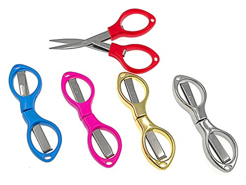 ALIMITOPIA Portable Folding Scissor,Multipurpose Glasses-shaped Mini Cutter Fishing Thread Yarn Scissor Trimming Nipper for DIY Crafting Projects(5 Colors) - style: Glasses-shaped