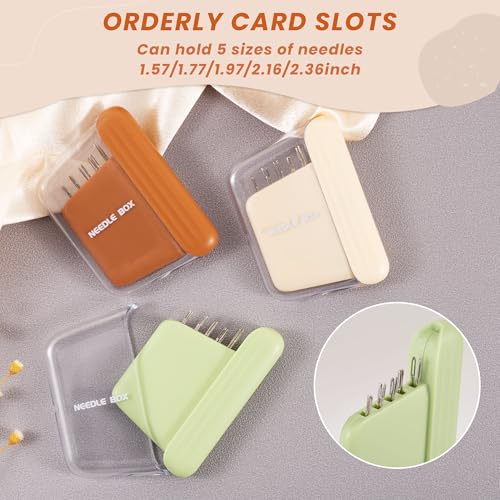 HUISUYTON Portable Travel Magnetic Sewing Needles Case,10PCS Needles(Beige) - color: Beige