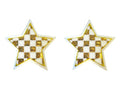 Gold Checkered Sequin Star Patch, 3.75" x 3.75”, 2-Pack, Embroidered Iron-On for Hats, Bags, Jackets - color: Checkered Sequin Star - Gold