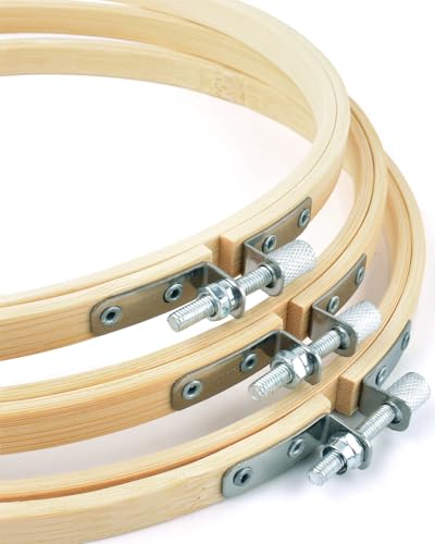 TINDTOP Bamboo Embroidery Hoops, 16 Pieces 6 Inch Cross Stitch Frame - color: 16 Pcs, 6 Inch