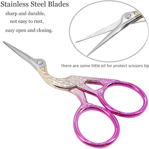 BIHRTC 3.6" Embroidery Scissors,Sharp Tip with Leather Case for Sewing - color: Yellow Pink, size: 3.6inch