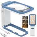 15X Magnifying Glass with Light and Stand, Real Glass Lens, Rechargeable Foldable Handheld Magnifier, 3 Color Modes Dimmable Lighted Page Magnifier for Reading Fine Prints, Seniors - Blue White - color: Blue White