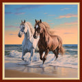 Disxvivy Cross Stitch Stamped Full Embroidery Kits DIY 11CT Cotton Thread Printed DIY Needlepoint Kits Craft Needlework Set Cross-Stitch Stamped Sets-Beach Steed 18x18 inch - color: Artstyle15