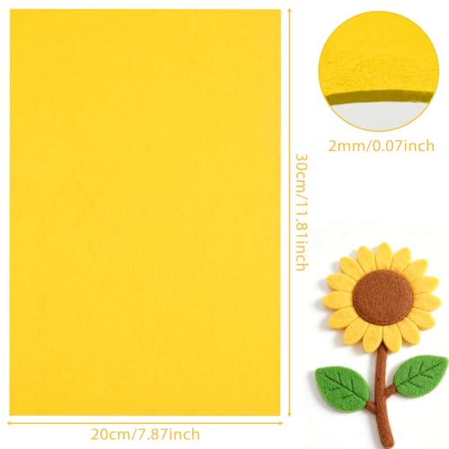 NEBURORA 12 Pcs 2mm Thick Stiff Felt Sheets for Crafts Sewing(Yellow) - color: Yellow