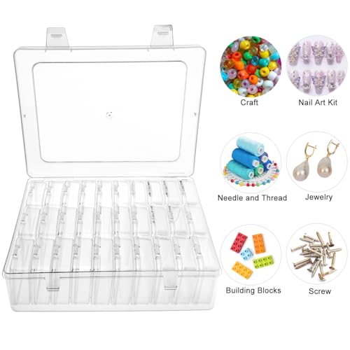 Guyuyii 30 Clear Plastic Bead Storage Containers with Hinged Lids & Labels - size: 31 Pcs