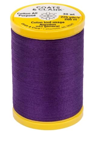 Coats & Clark Cotton All Purpose Sewing Thread 100% Mercerized Cotton 225 Yards Each Spool S970 2 Pack Bundle with 3 Bella's Crafts Needle Threaders (Purple) - color: Purple