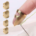 4 Pack Adjustable Metal Sewing Thimbles S+M – Finger Protector for Quilting Embroidery Needlework and DIY Craft Safety Use - color: 4 Golden
