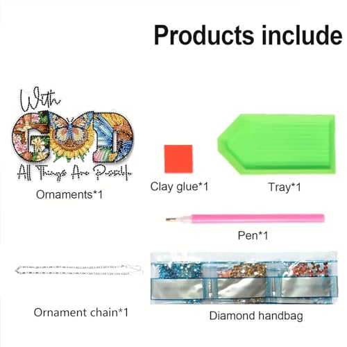STGLCR DIY Butterfly Hanging Diamond Art Kit God, Acrylic Diamonds Painting Pendant Board Kit, 5D Gem Art Ornament Kit for Adults, Double Sided 7.8inch with God All Thing are Possible - color: God butterfly