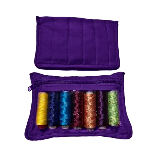 Yazzii Sewing Notions Pouch Set (2PC) - Portable & Multipurpose - Sewing Supplies Organizer for Thread Spools, Needles, Beads, Embroidery Floss, Fabric Pieces & More!-Purple - color: Purple, size: 8" x 5.25"