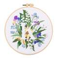 IUHUI Embroidery Kit for Beginners Adults - 26 Floral Letters Easy Patterns, DIY Hand Stitching Embroidery Set with Hoop (Flower and Grass Letter K) - color: Flower and Grass Letter K