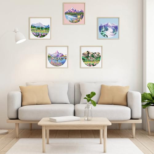 ERKOON Embroidery Kit for Beginners, 5 Sets Flower Cross Stitch Set for Adults Include Embroidery Cloth Hoops Threads for Craft Lover Hand Stitch with Skill Techniques (Landscape) - color: Landscapes