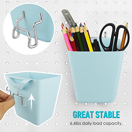 Large Pegboard Cups, 6Pack Peg Board Square Storage Bins With Hooks (Blue) - color: Sky Blue