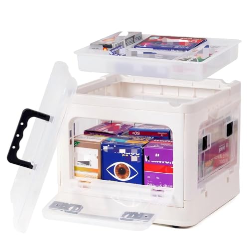 2-Tier Medicine Organizer - 22qt Plastic Foldable Storage Box with Handle - color: Foldable-22qt