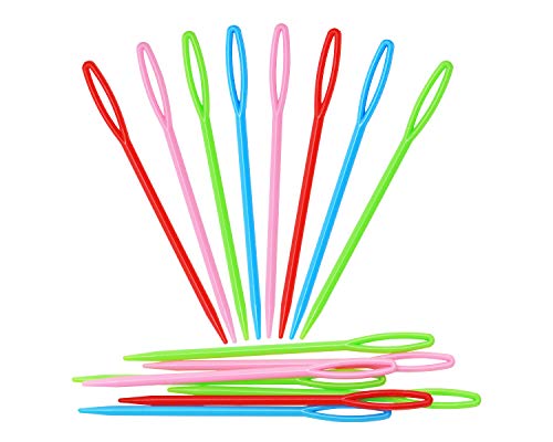 Penta Angel Plastic Sewing Needles 40Pcs 3.5 Inch Large Eye Bodkin Embroidery Knit Weaving Needles Tapestry Hand Sewing Needle Tools for DIY Craft, 4 Colors