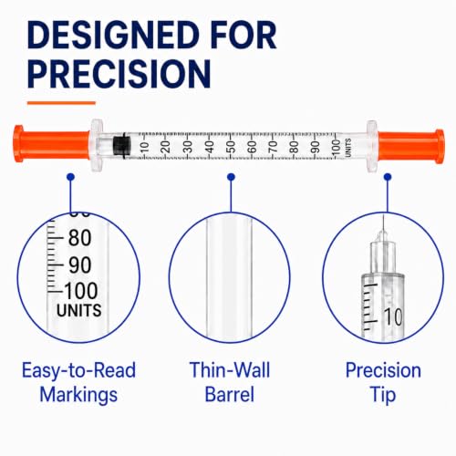U-100 1 ml/cc 30g 5/16 inch Seringe, Individual,100 Pack - size: 1ml-30G-5/16-100-Orange