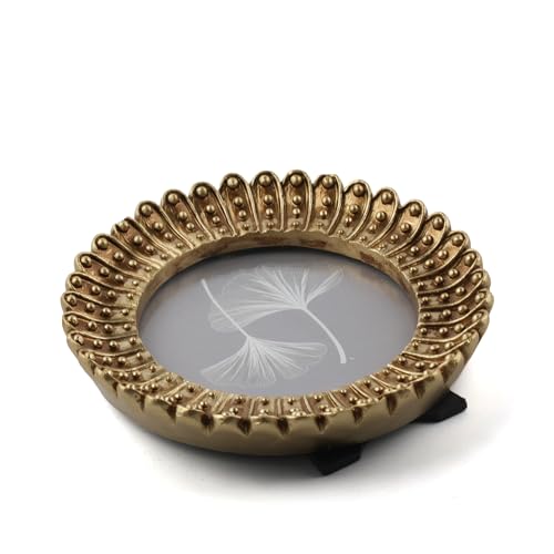 4x4 Antique Gold Round Picture Frame – Vintage Gold Frame with Glass Front – Art Deco Wall Hanging or Tabletop Photo Frame - color: 4x4 inch (Round)