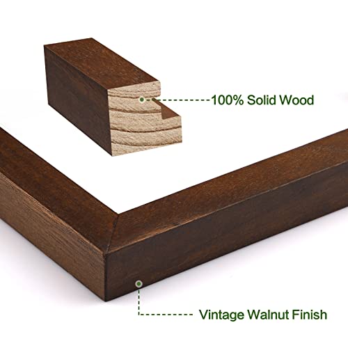 Emfogo 4x6 Picture Frame, Pack of 2 Photo Frame with Real Glass, Solid Wood Rustic Picture Frames 4x6 Display for Wall Decor (Vintage Walnut) - color: Vintage Walnut, size: 4x6 inch