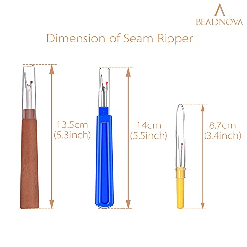 BEADNOVA Seam Ripper 8pcs Thread Cutter Stitch Remover Small and Large Thread Remover Stitch Eraser Tag Ripper for Clothes Crafting Embroidery (3 Styles)