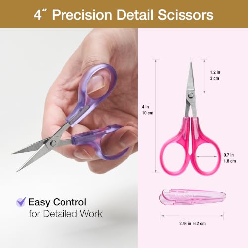 Beaditive High Precision Detail Scissors Set (2-Pc) Sharp, Fine Tips | Paper Cutting, Scrapbooking, Sewing, Crafting | Stainless Steel | Protective Cover (Jelly) - color: Jelly