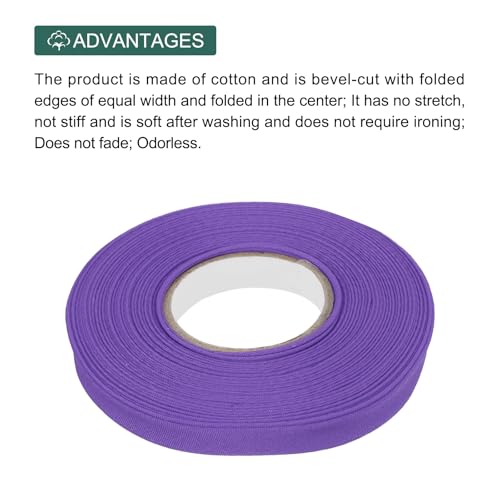 MECCANIXITY 1/2 Inch Double Fold Bias Tape Polyester Continuous Bulk Bias Tape for Sewing, Seaming Quilting Hemming Binding Crafts (Purple 6 Yards) - color: Purple, size: 1/2 Inch x 6 Yards
