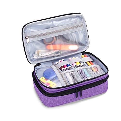 Luxja Double-Layer Sewing Organizer, Purple - color: Purple