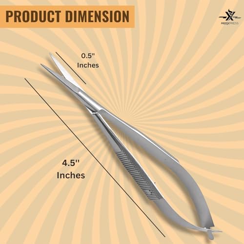 Micro Scissors 4.5" Straight Premium Stainless Steel For Stitch Cutting Sewing Embroidery Scissor Art & Craft Grooming Eyebrow Eyelash Extra Sharp Spring Action Squeeze Applique Scissors.