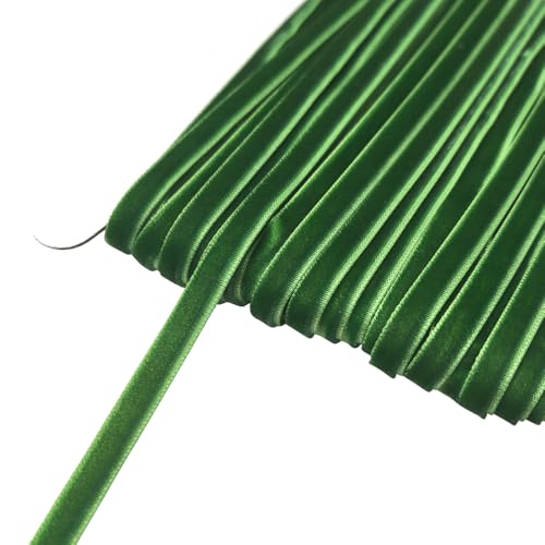 Chenkou Craft Christmas Green 10 Yards 1/4" Velvet Ribbon Lots Bulk (Green, 1/4"(6mm)) - color: Green, size: 1/4"(6mm)