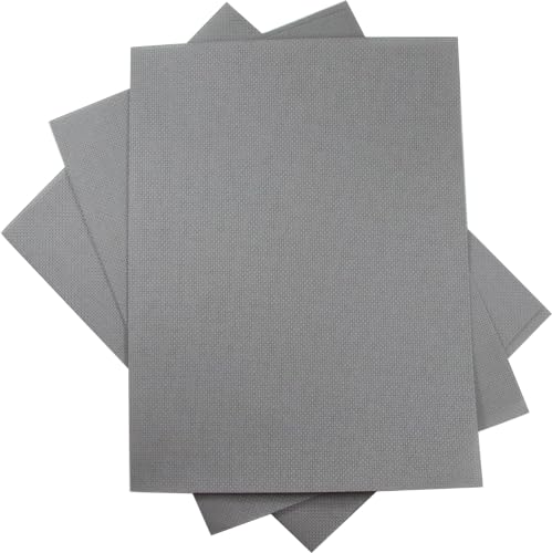 KCS 3 pc of 12" x 18"(30cmx45cm) Counted Cotton Aida Cloth Cross Stitch Fabric (Medium Grey,16CT) - color: Medium Grey, size: 16CT