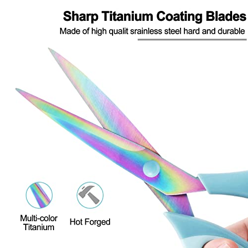 Scissors All Purpose, Sharp Titanium Blades Shears, Rubber Comfort Grip Handle, Multipurpose scissors 3 pack, Great for Office, Fabric, Craft, Sewing, Arts, School and Home Supplies, Blue - color: Blue