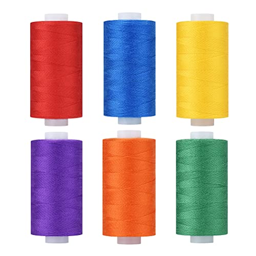 Simthread All Purpose Thread Polyester 400 Yards (6 Basic Colors) - color: 6 Basic Colors